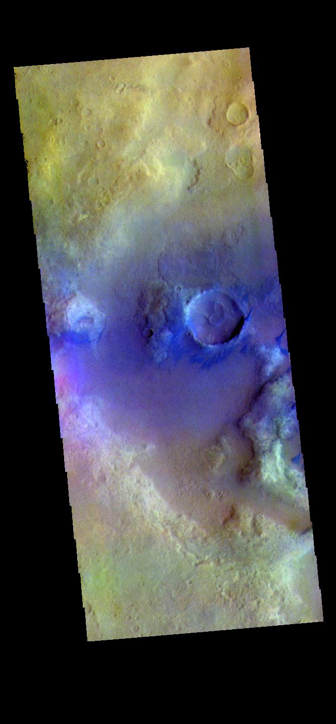 PIA24558: Noachis Terra Crater - False Color